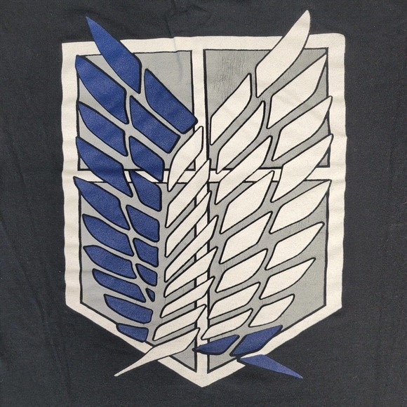RARE Vintage Attack On Titan Black T-Shirt Y2K Blue Anvil Tag Size Large - Picture 3 of 7